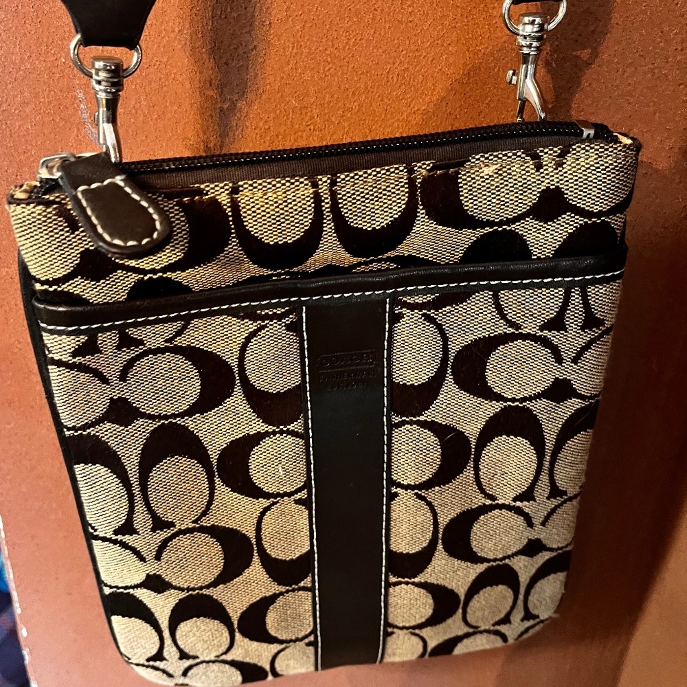 Coach Vintage Signature Collection Brown and Tan Crossbody Bag